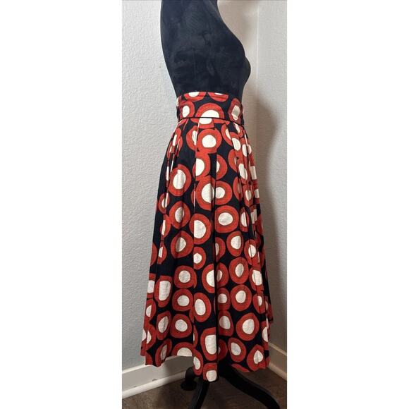 H&M Tribute to Marimenko Full Pleated Skirt Sz 4 Geometric Black Orange Ivory - Picture 5 of 16